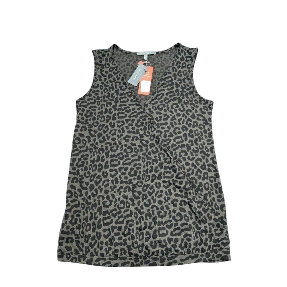 NWT Lemon Tart Sleeveless Leopard Print Blouse V-Neck Women's XS